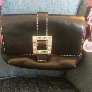 Dooney and Bourke Black and Pink Heart Purse